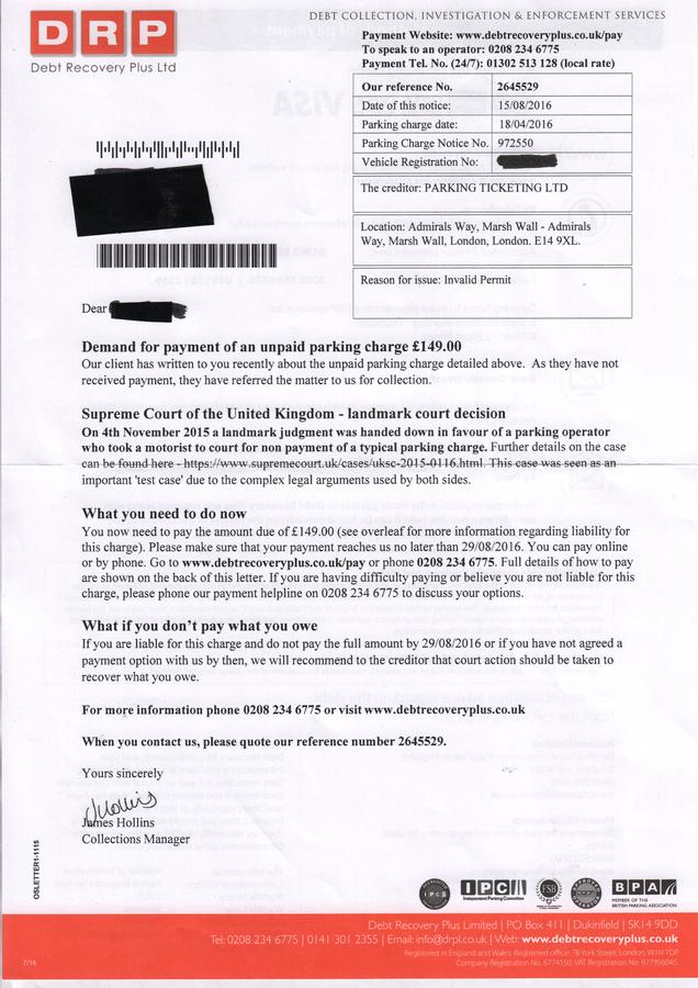 Parking ticketing Limited - now sent to PCS parking collection Services -  Private Land Parking Enforcement - Consumer Action Group